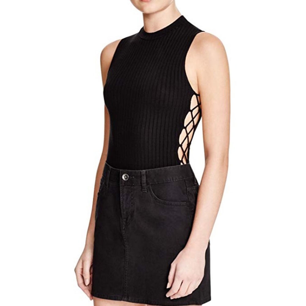 Aqua lace up side bodysuit